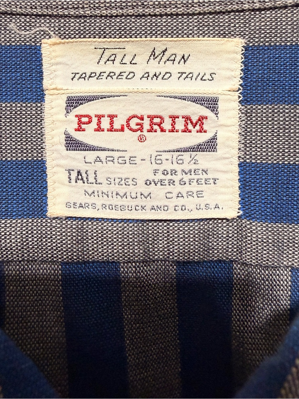 🎒Vtg 50s Sears Pilgrim Striped Work Shirt Size L Cot… - Gem